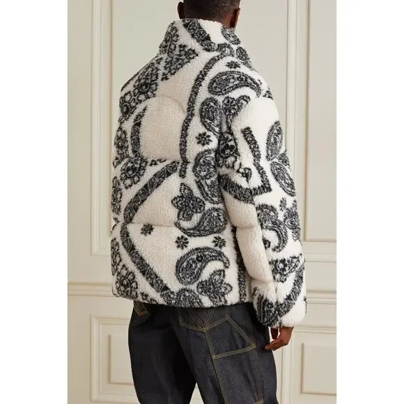 Moncler x Palm Angels Baden Paisley Fleece Down Jacket White Black 